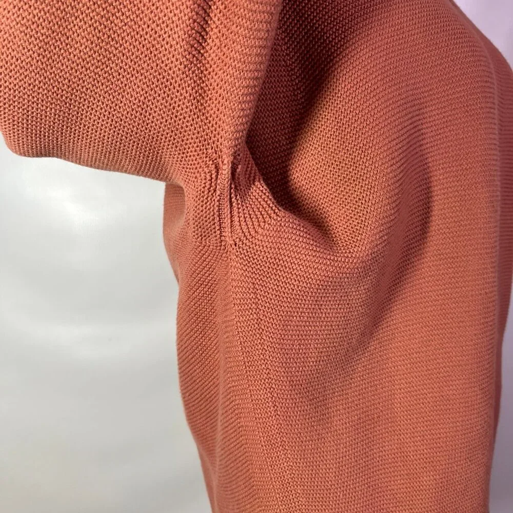 Uniqlo Size M 3D Knit Cotton Cocoon Sweater V-Neck Orange-Pink - Picture 7 of 12